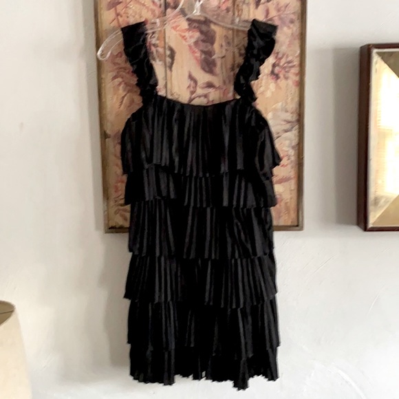 LaROK MINI DRESS LBD STRETCH TIERED 1920 BLACK MINI DRESS S NWOT - Picture 4 of 12